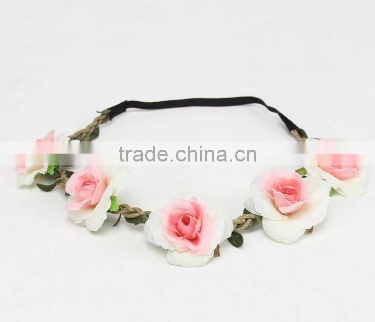 F20074N Wholesale artificial flower garland hair accessory