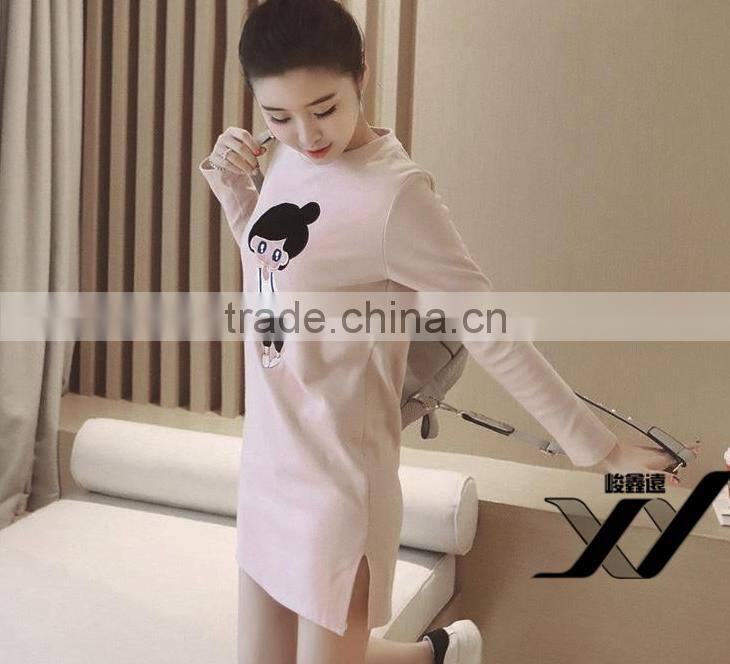 Long design pullover Women cheap embroidery hoodies