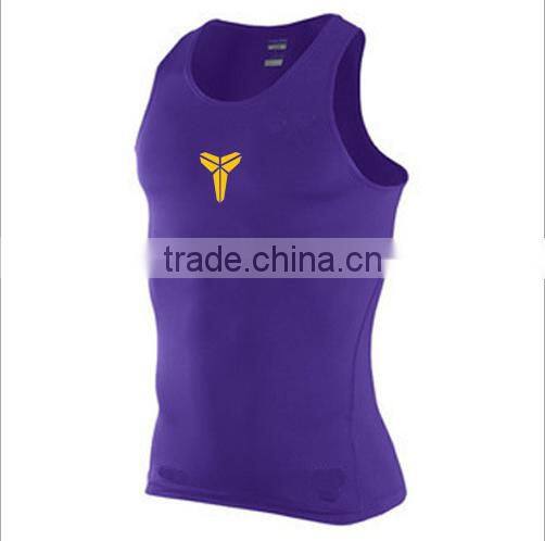 2016 hot sale mens sports vest gym vest dry fit and slimfit H Vest for muscle men with good quality