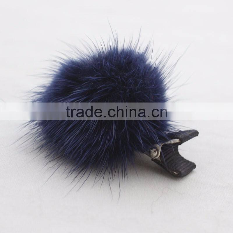 Myfur Popular Luxury Real Mink Fur Hairpin Mink Fur Pom Pom Accessory