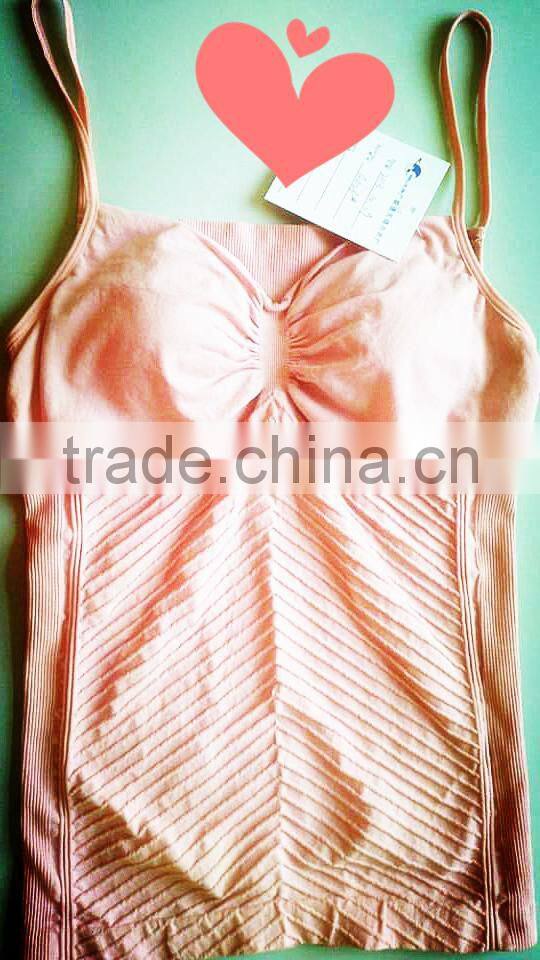 Comdortable ladies seamless camisole with foam cup tank top 54#