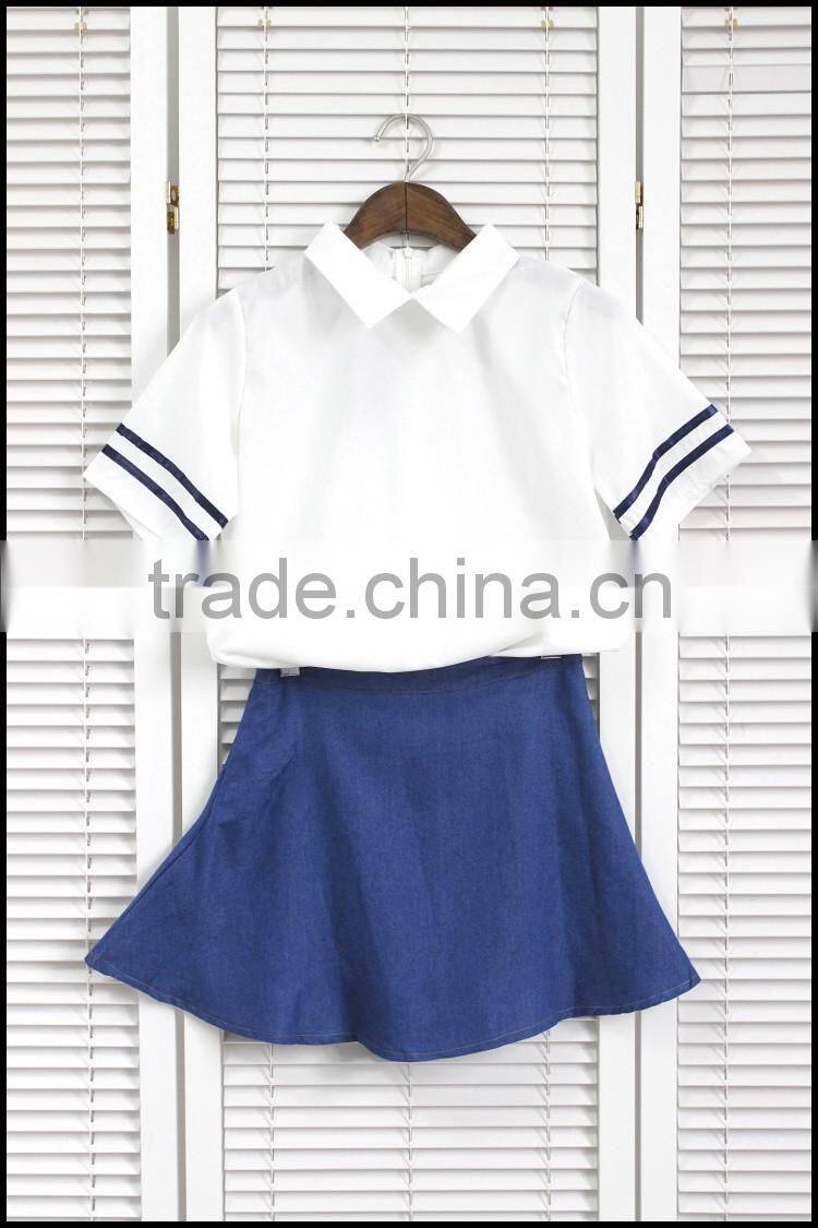 2017 new design Summer chiffon Lolita White Sailor sexy girls high school uniform design