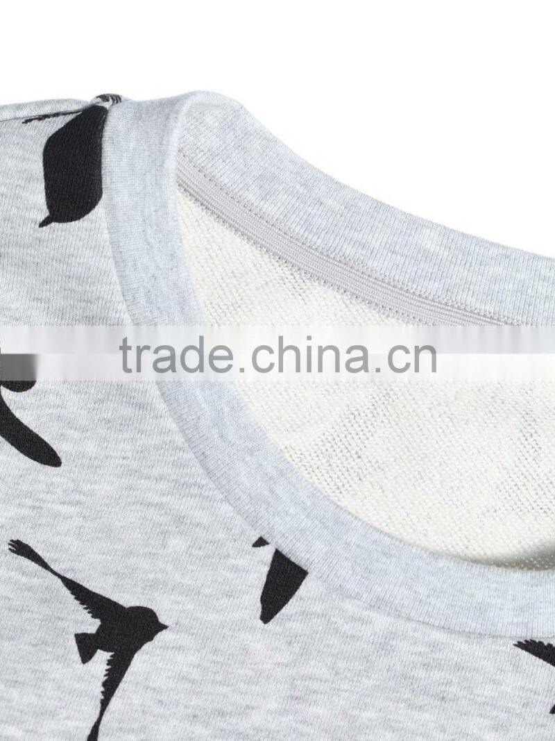 100 cotton full printing jersey crewneck women's hoodies & sweatshirts