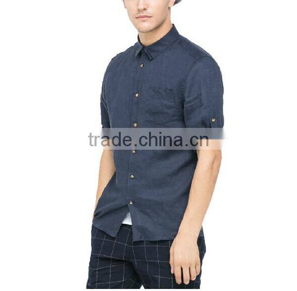 2017 CUSTOM ONE POCKET LINEN CASUAL MEN SHIRT