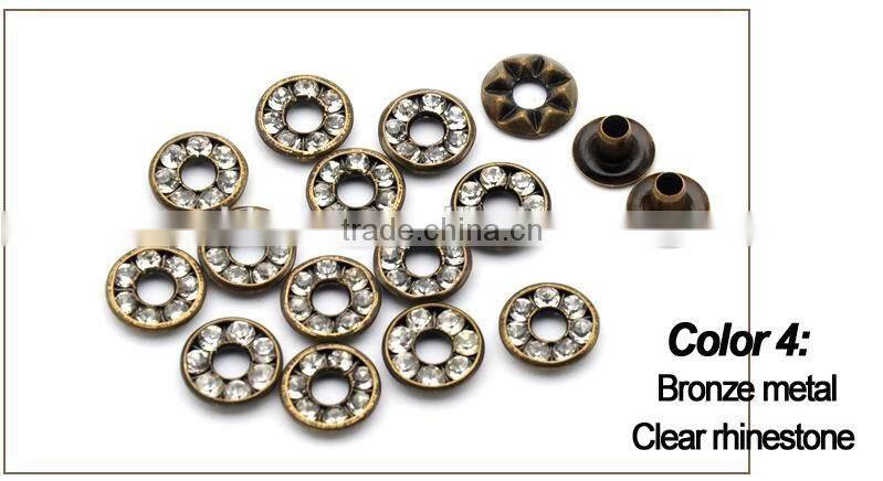 4 colors 9mm round metal brass rhinestone eyelets crystal diamond grommets glass eyelets RE-9mm-001