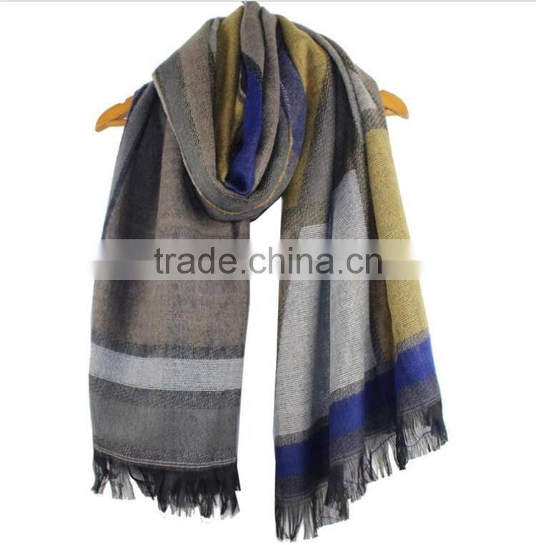 Colorful 100% Acrylic shawl stole Winter Geometric border Korean SCARF RL-206