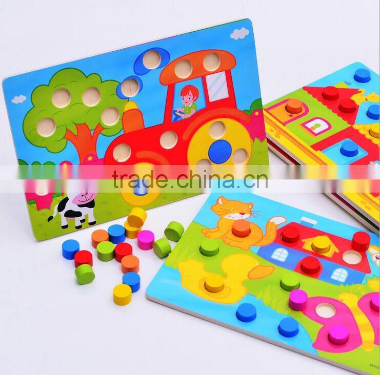 New wooden hand scratcher plate color shape matching board educational puzzle toys for kids