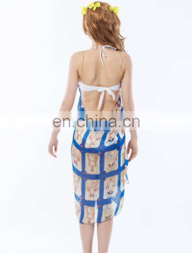Blue and grey fantastic beautiful buckle sarong