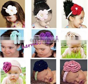 2014 Crochet Newborn Baby Headband With Flowers Photo prop