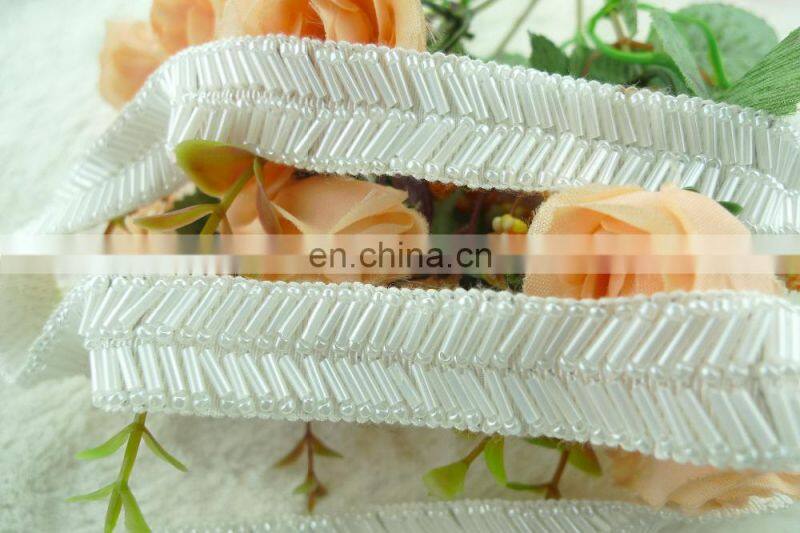 2015 decorative white beade trim for wedding Fancy Lace Trim for garment