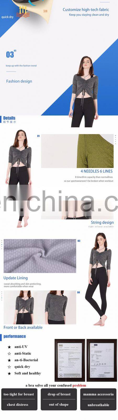 High Quality cotton spandex women fitness running wear custom sports jogger t shirt wholesale running wear yoga wear