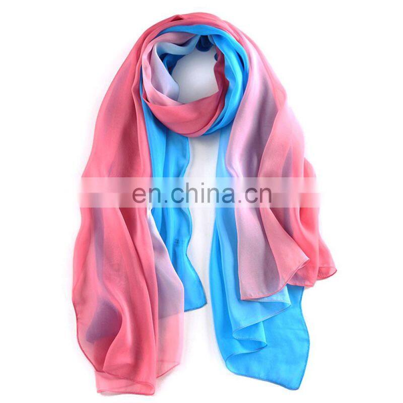 High Quality Gradient Color Colourful Beach 100% Silk Scarf