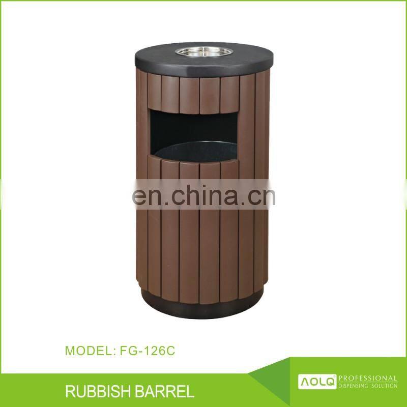 High quality galvanized sheet wood garbage rubbish handle bins recyclable trash can with lid cigarette extinguisher container