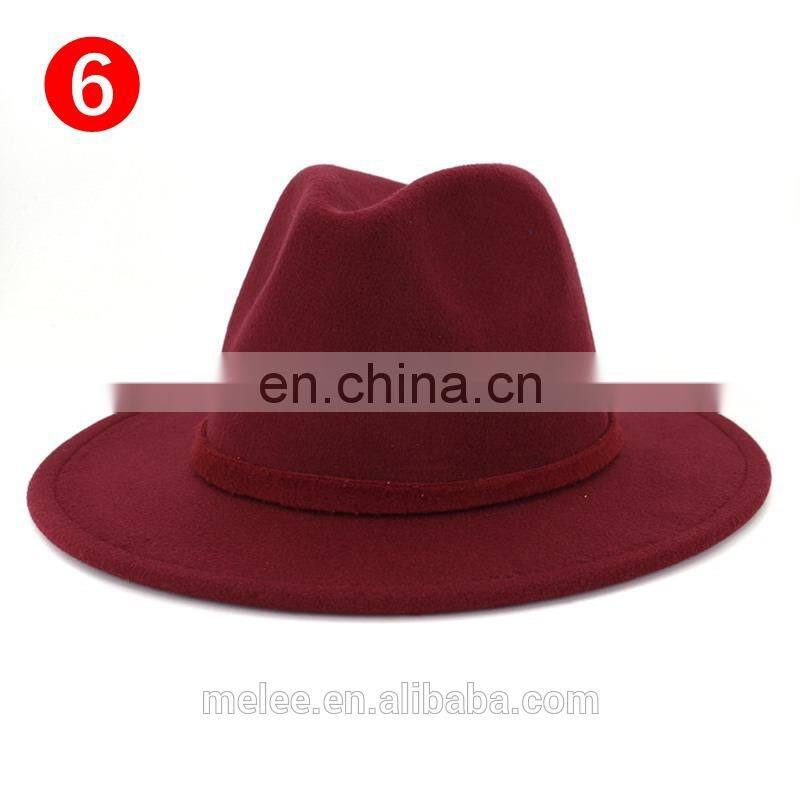 Cheap Flat Brim Colorful Panama Wide Fedora Hat for Women Men 100% Wool Felt Fedora Jazz Wide Brim Hat