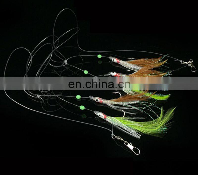Amaozn Size 1/0 Sea Fishing Flasher Bait With Barrel Swivel For Herring Chicken Feathers Soft Squid Sabiki Rigs