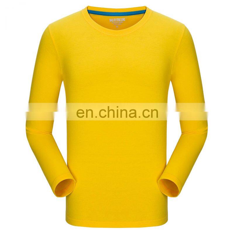 Clothing wholesale custom brand 100% Organic cotton high quality round neck plus size men's sportswear long-sleeved t-shirt