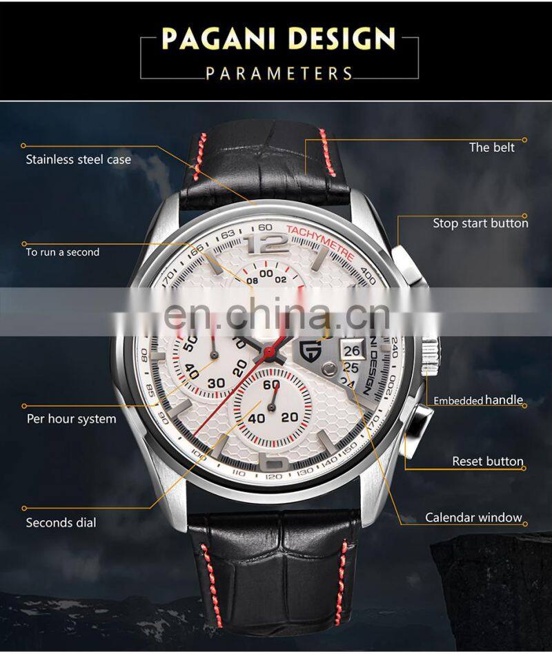 Pagani Design 3306 Men Fashion Quartz Leather Strap Watches Chronograph Dropshipping Casual Business Wristwatch