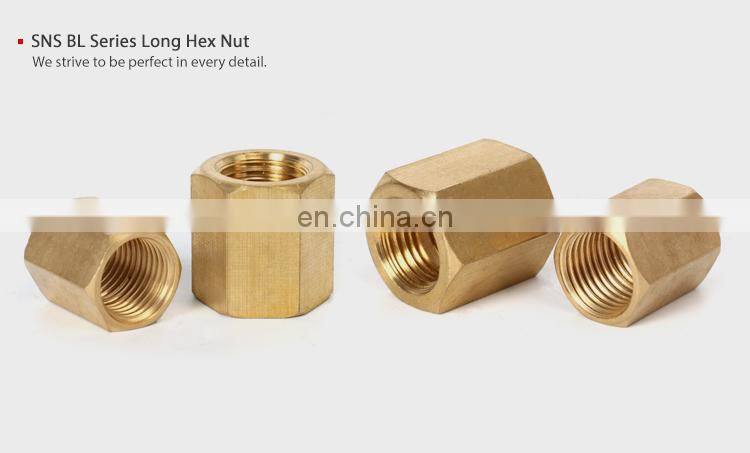 SNS pneumatic BL Series female thread straight connector adapter brass pipe fitting long Hex coupling nut