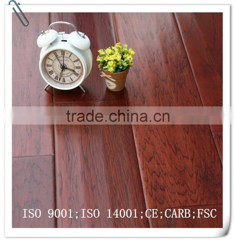 Handscraped surface Walnut 7-layer Engineered wood Flooring Red Color