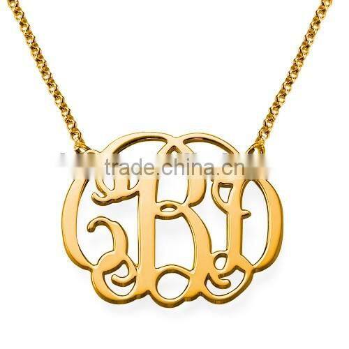 Wholesale Gold Plated Stainless Steel Small Monogram Necklace Initial Necklace
