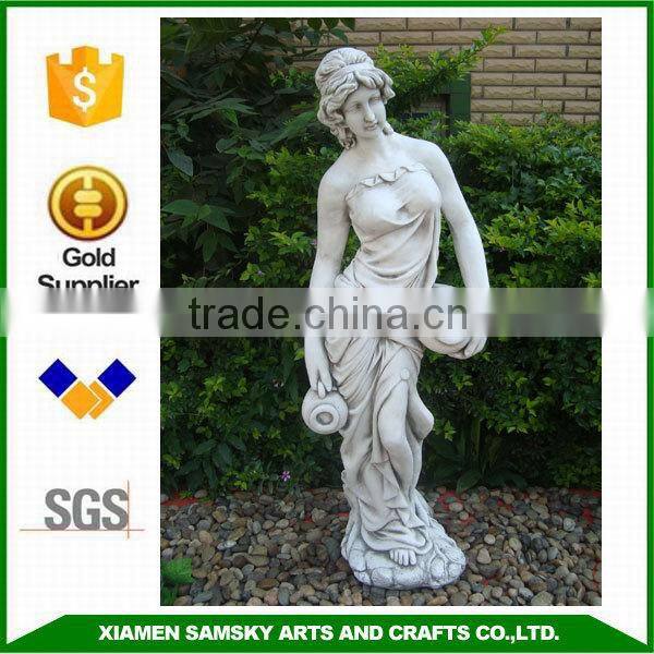 garden life size fiber clay lady statue
