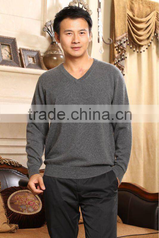 men's basic design 100% cashmere sweater