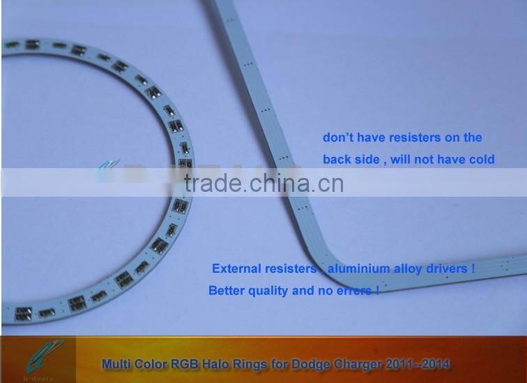 RGB Multi-Color LED Angel Eyes Halo Rings Kit For 2011-2014 Dodge Charger with Remote