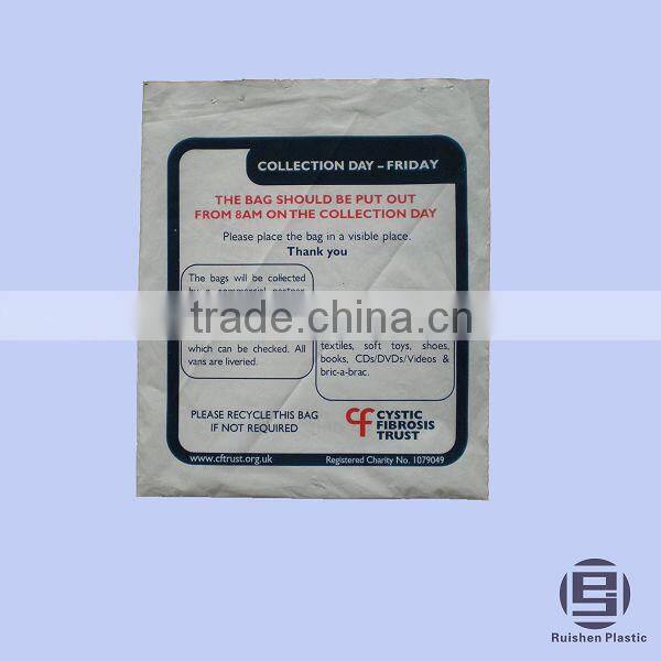 Biodegradable PE Plastic Charity Bag With Printing For Collection