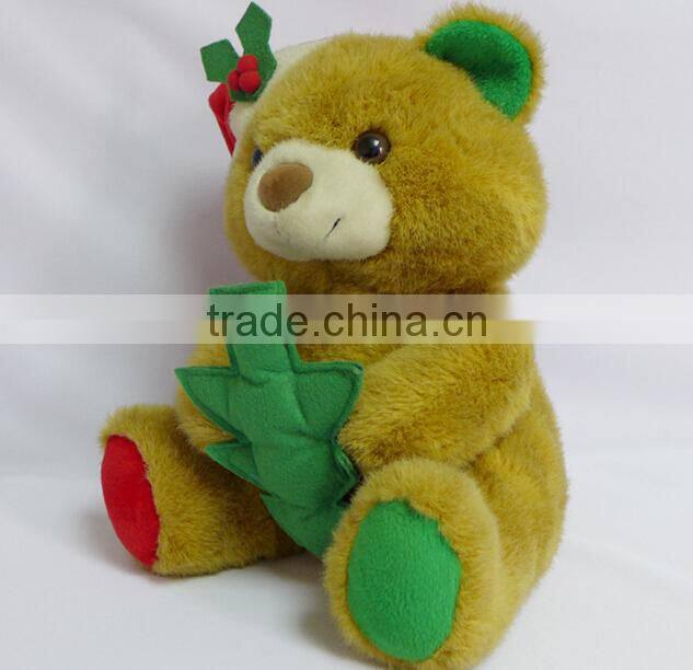 large Christmas plush bear , large Christmas stuffed plush bear toy wholesale