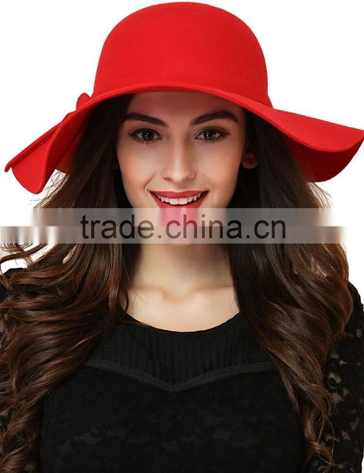 Wholesale Fashion Ladies Women Wide Brim Floppy Wool Felt Hat