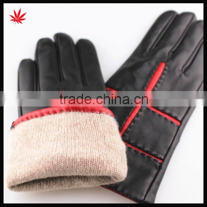ladies genuine sheepskin driving leather gloves black