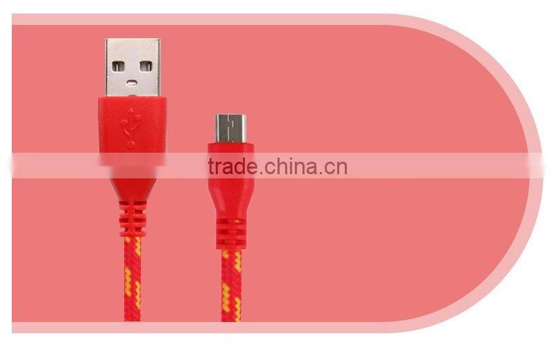 HOT 1M/2M/3M Nylon Fabric Braided Micro Data Sync USB Cable