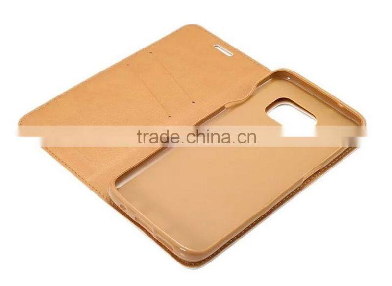 Premium PU Leather Snake Skin Pattern Card Pockets Case with Magnetic Flip Stand for Samsung S7 Edge, 5.5 inch