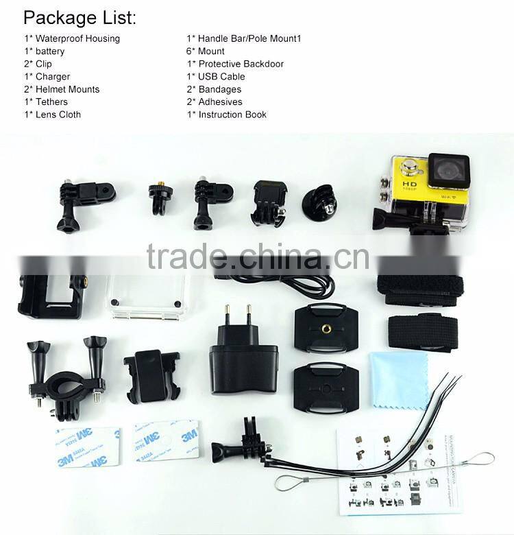 W9 Factory Price 2 Inch Sport DV Full HD 1080P Action Camera With Wifi