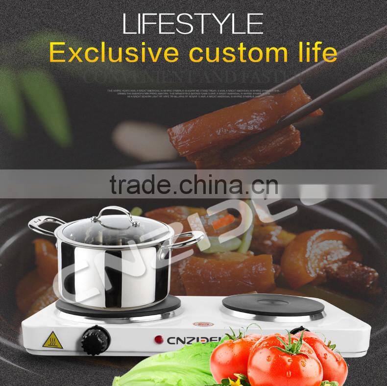 Double electric hot plate with solid cast iron heating element 2500W CNZIDEL