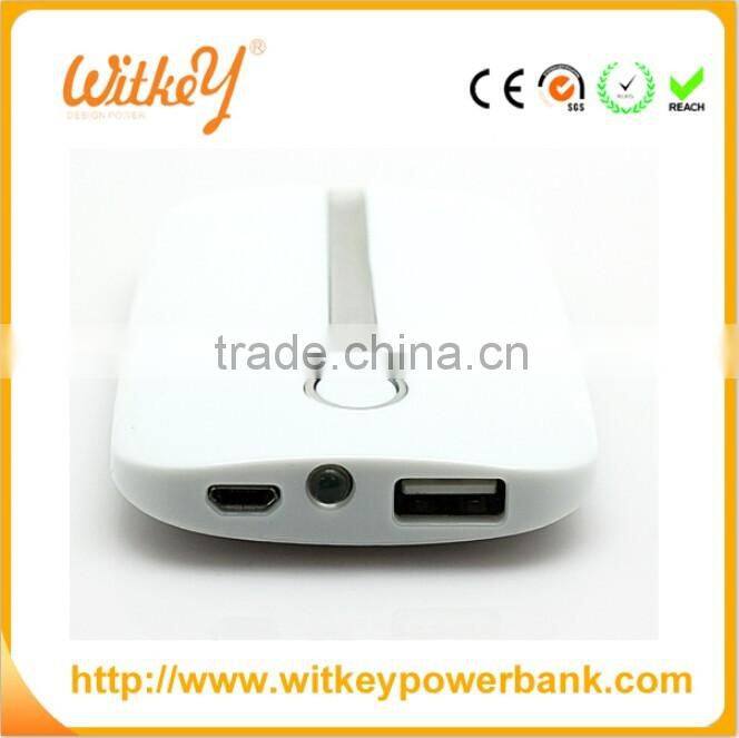 Fashion business style dual USB charger white mouse wireless power bank
