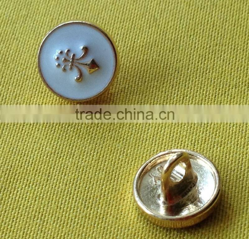 Anchor Logo white Color Enamelled Metal Shank Button --- M1876