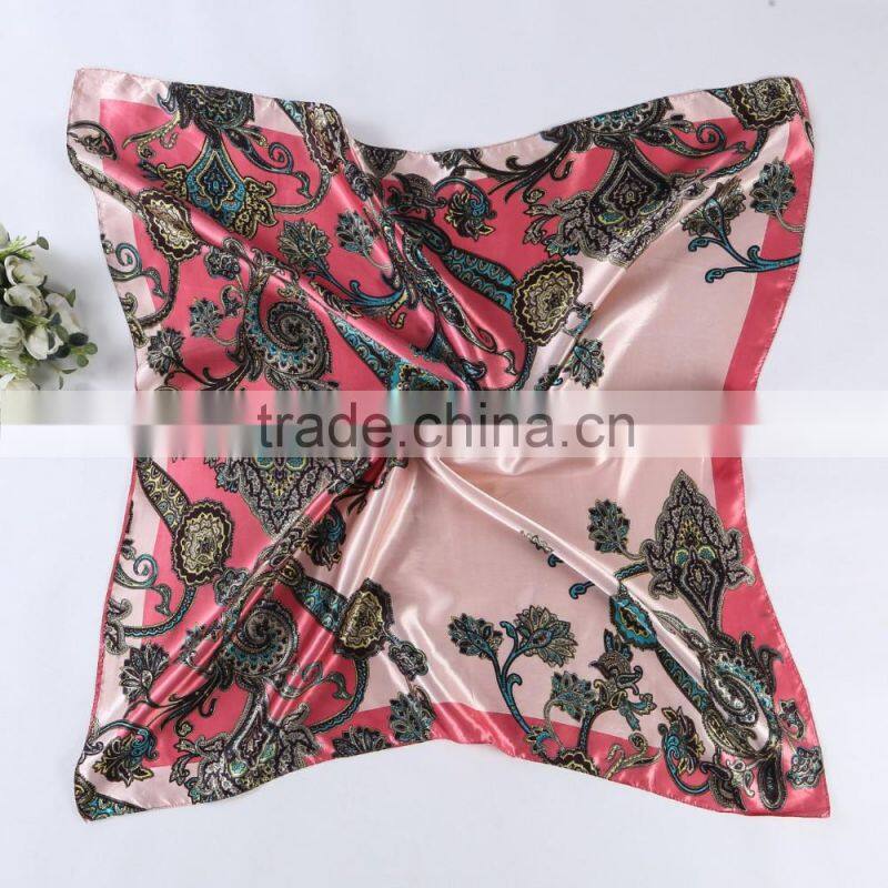 China factory 90x90cm Women Brand satin Square Scarf High Quality Imitated Satin Scarves Shawl Hijab 2016 fashion style