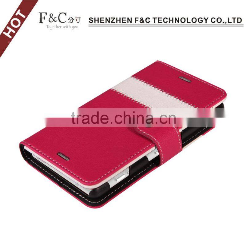 2015 idea 5.2 inch color constrast leather cell phone case for Sony Xperia Z4 Compact wallet case with stand
