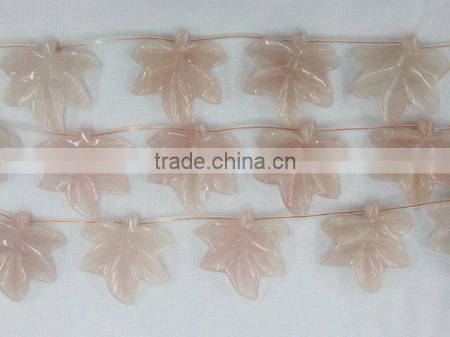 Chinese Rose Quartz carved leave
