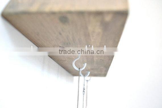 Shabby chic triangle wooden wall diy storage shelf with hooks