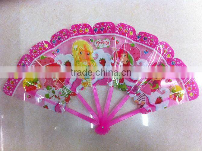 decorative hand fans with cartoon pink cat