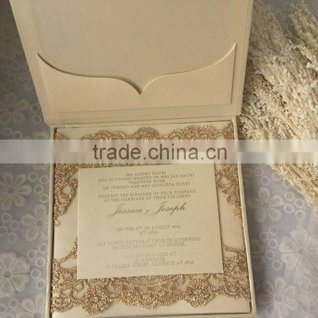 fany lace with ivory cardstock handmade wedding invitations card