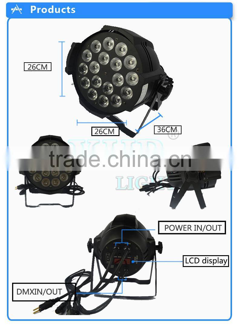 18pcs 15w RGBWA+UV 6in1 Wedding DJ Light Effect Light Par LED RGBWA Zoom