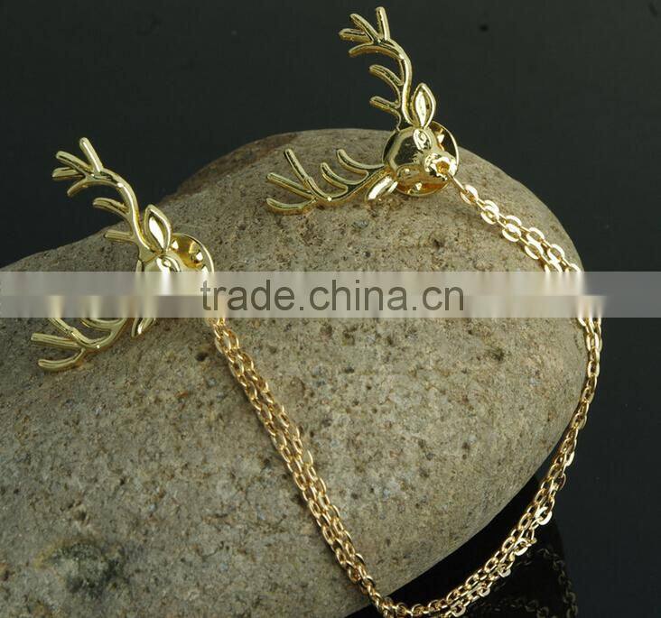 Antler Sweater chain clips Cardigan clips collar clips Gold sweater guard brooch