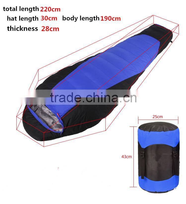Outdoor light camping heated mummy minion down sleeping bag