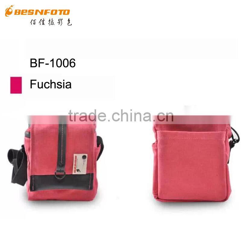 Besnfoto Pink Canvas Bag Medium Size DSLR Camera Shoulder Bag For Girls