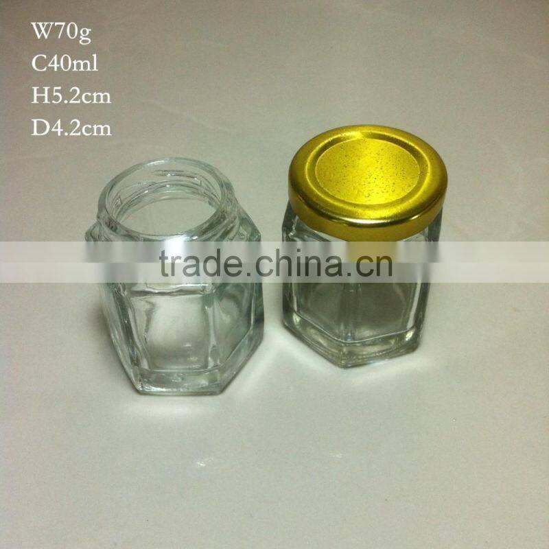 40ml clear glass hexagonal bottle