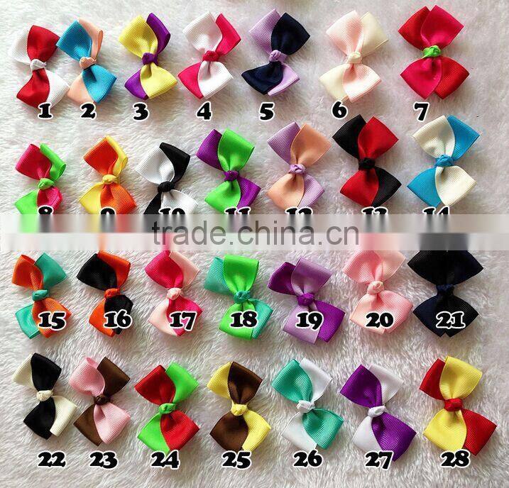 two color popular grosgrain ribbon bow,satin gift ribbon bow pre-made bow