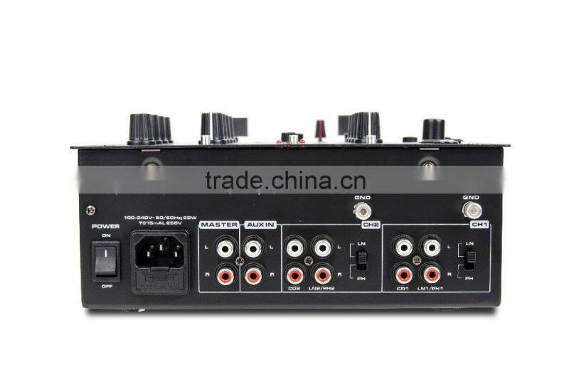 2- channel dj box mixer/live show/club/bar 100 to 240 V AC input mixer Built-in Bluetooth receiver mixer
